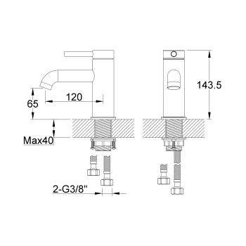 Kohlman Axel Axel QB100AGD Mixer de chiuvetă cu picior, auriu